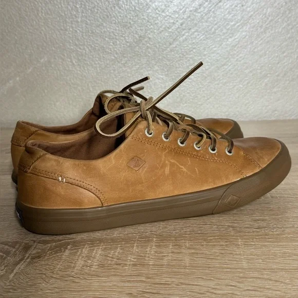 Sperry Striper II LTT Cognac Leather Low Top Sneakers Sahara Men 10 Oxford Shoes - Picture 3 of 12